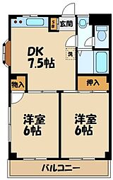 エクレール仙川 2DKの間取図画像