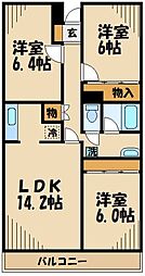 エクセルハイツ 3LDKの間取図画像