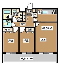 瀬田フラット 2LDKの間取図画像