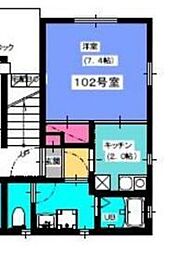 シオン成城V 1Kの間取図画像