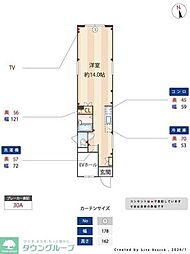 ベルスリーせたがや ワンルームの間取図画像