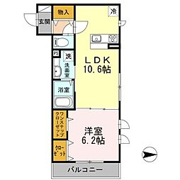 リバーポット 1LDKの間取図画像