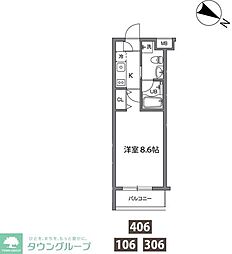 プライムアーバン烏山GALLERIA 1Kの間取図画像