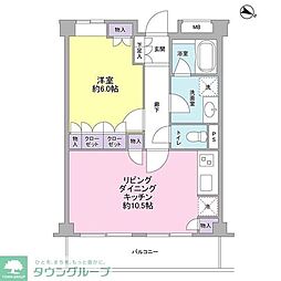 サンシャイン松本No.11 1LDKの間取図画像