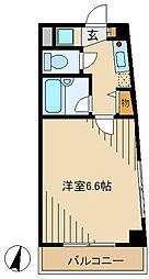 JR中央線 国分寺駅 徒歩7分の賃貸マンション 3階1Kの間取り