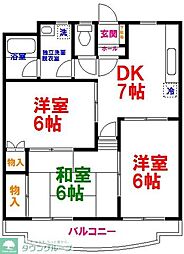 武蔵村山ウエストハイツ 3DKの間取図画像