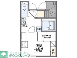 レオパレス山百合 1階1Kの間取り