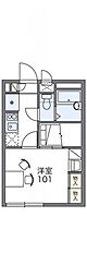 レオパレスレクリチュール立川 1階1Kの間取り