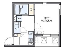 レオネクストKD2 1Kの間取図画像