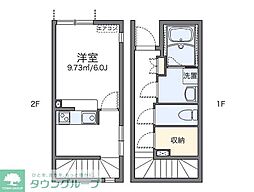 JR中央線 武蔵小金井駅 徒歩16分の賃貸アパート 1階1Kの間取り