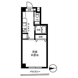 京王線 東府中駅 徒歩4分の賃貸マンション 4階1Kの間取り