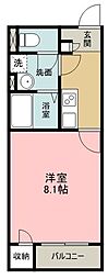 ミランダＴＤレジデンス 2階1Kの間取り