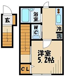 京王線 分倍河原駅 徒歩9分の賃貸アパート 2階1Kの間取り