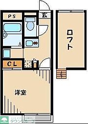 レオパレスNISHIGAI2 1Kの間取図画像