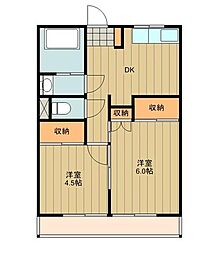 コーポ奥隅 2DKの間取図画像