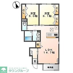 シャトーソレイユ 1LDKの間取図画像
