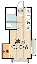 ラシュールつくば ワンルームの間取図画像