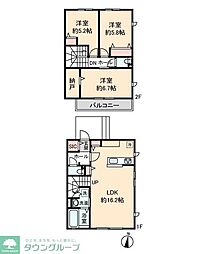 東大和市蔵敷3丁目アパート 3LDKの間取図画像