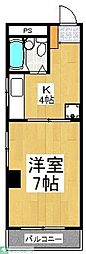 シンセリティ津田 1Kの間取図画像