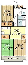 プライムアーバン武蔵小金井 3DKの間取図画像