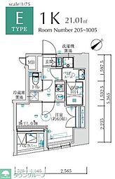 MAXIV国立矢川 1Kの間取図画像