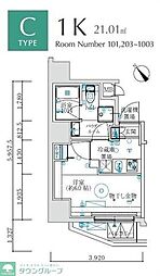 MAXIV国立矢川 1Kの間取図画像