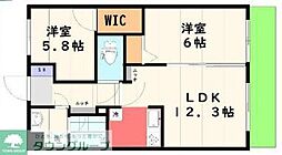 イングフレイ 2LDKの間取図画像