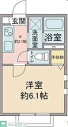 エルメゾンリーフ 1Kの間取図画像