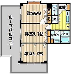 プライムアーバン小金井本町 2DKの間取図画像