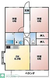 サリール立野 3DKの間取図画像