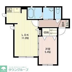 メゾン・ド・フルール 1LDKの間取図画像
