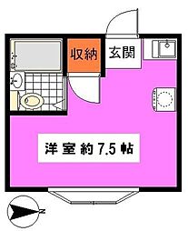 ニューヤングキャスルB ワンルームの間取図画像