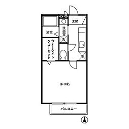 ラシーヌ中原 1Kの間取図画像