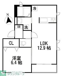 シャーメゾン花小金井A 1LDKの間取図画像