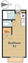 レオパレスプルニエ ワンルームの間取図画像