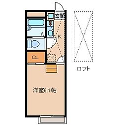 レオパレス銀河 1Kの間取図画像