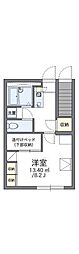レオパレスサイカチ 1Kの間取図画像
