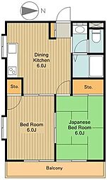 ブラウンハイツ 2DKの間取図画像
