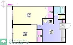 吉田第1マンション 2DKの間取図画像