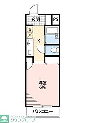 ヴィラ国分寺 1Kの間取図画像