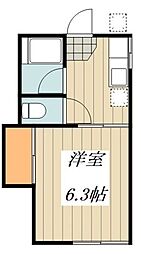 園山ハイツ 1Kの間取図画像