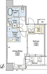 レジディアタワー上池袋（タワー棟） 19階1LDKの間取り