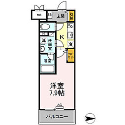 響 2階1Kの間取り