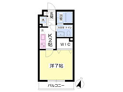カーサ・デラ・ルーチェ 1Kの間取図画像