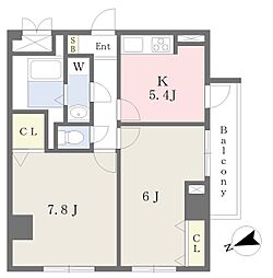 コーポ白山 2Kの間取図画像