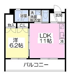 クローバーハウス 1LDKの間取図画像
