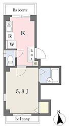 THE・SHINE 1Kの間取図画像