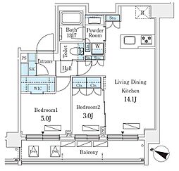 シーズンフラッツ町屋 2LDKの間取図画像