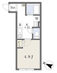 江戸川ダイクストラ 1Kの間取図画像
