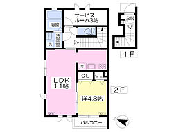 Amourウイング22 1SLDKの間取図画像